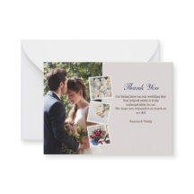 Elegant Floral Wedding Thank You Card Custom Photo