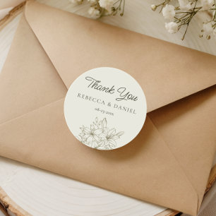 Elegant Floral Wedding Thank You Favour Sticker