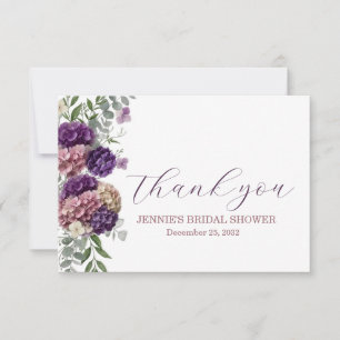 Elegant Floral Wedding Thank You Flat Note Card