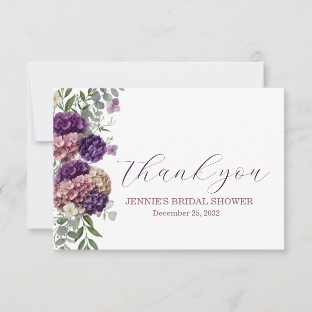 Elegant Floral Wedding Thank You Flat Note Card (Front)