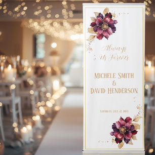 Elegant Floral Wedding Vertical Retractable Banner