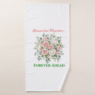 Elegant Floral Wedding Watch Bath Towel Set