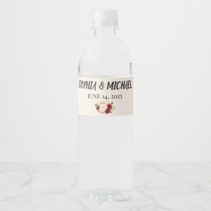 Elegant Floral Wedding Water Bottle Label