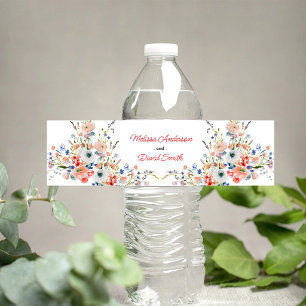 Elegant Floral Wedding Water Bottle Label