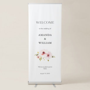 Elegant Floral Wedding Welcome Retractable Banner