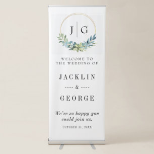 Elegant Floral Wedding Welcome Retractable Banner
