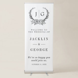 Elegant Floral Wedding Welcome Retractable Banner