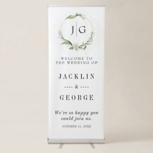 Elegant Floral Wedding Welcome Retractable Banner