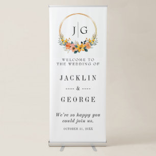 Elegant Floral Wedding Welcome Retractable Banner