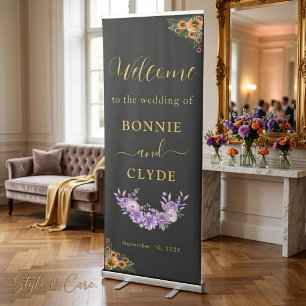 Elegant Floral Wedding Welcome Rollup Retractable Banner