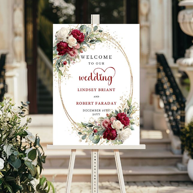 Elegant Floral Wedding Welcome Sign Personalized (Elegant Floral Wedding Welcome Sign Personalized)