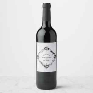 Elegant Floral Wedding Wine Bottle Label