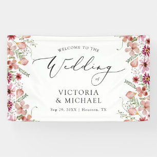 Elegant Floral Welcome to Wedding  Banner