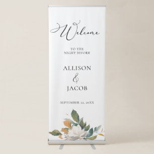 Elegant Floral Welcome Wedding Night Before Retractable Banner
