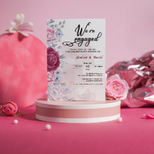  Elegant Floral We're Engaged Engagement Party  Invitation