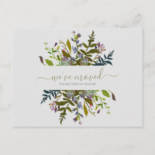 Elegant Floral We've Moved Script Announcement Postcard