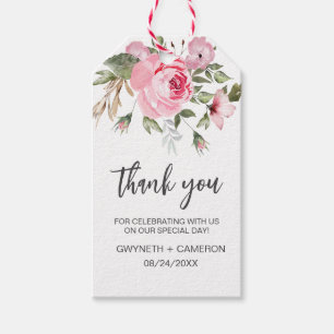 Elegant Floral White and Blush Thank You Favour Gift Tags