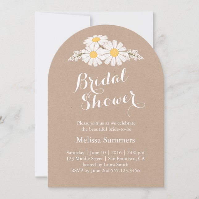 Elegant Floral White Daisies Bridal Shower Invitation (Front)