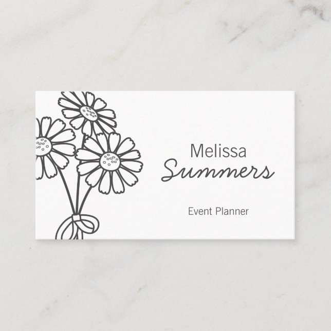 Elegant Floral White Daisies Business Card (Front)