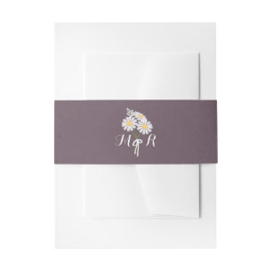 Elegant Floral White Daisies Monogram Wedding Invitation Belly Band
