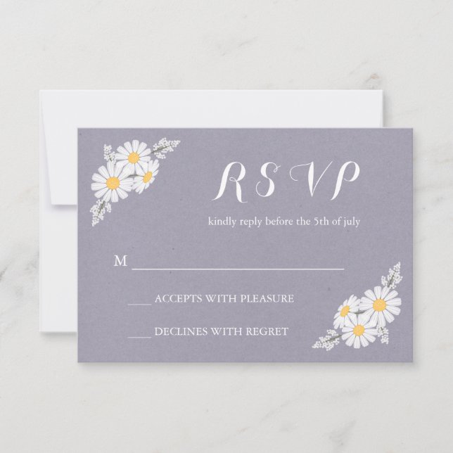 Elegant Floral White Daisies RSVP Wedding (Front)