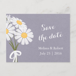 Elegant Floral White Daisies Save the Date Announcement Postcard