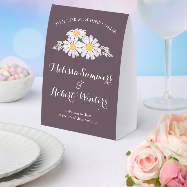 Elegant Floral White Daisies Wedding Dark Purple (Insitu(Wedding))