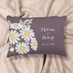 Elegant Floral White Daisies Wedding Decorative Cushion<br><div class="desc">The simplicity of a bouquet of white daisies,  aided by the white script font,  creates an elegant yet minimalistic wedding design. The text is fully editable.</div>