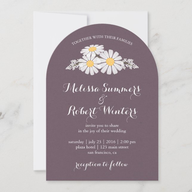 Elegant Floral White Daisies Wedding Invitation (Front)