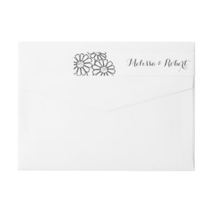 Elegant Floral White Daisies Wedding Wrap Around Label