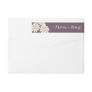 Elegant Floral White Daisies Wedding Wrap Around Label