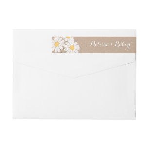 Elegant Floral White Daisies Wedding Wrap Around Label