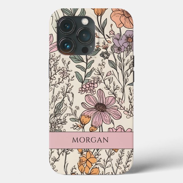 Elegant Floral Wildflower Botanical Personalised Case-Mate iPhone Case (Back)