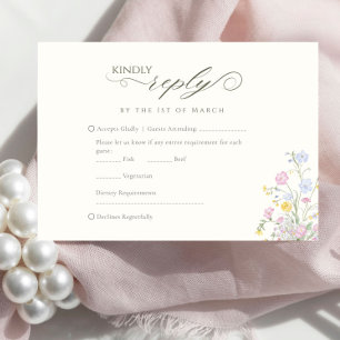 Elegant Floral Wildflower Calligraphy RSVP Card