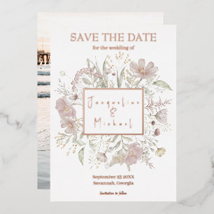 Elegant Floral Wildflower Gold Rose Save The Date