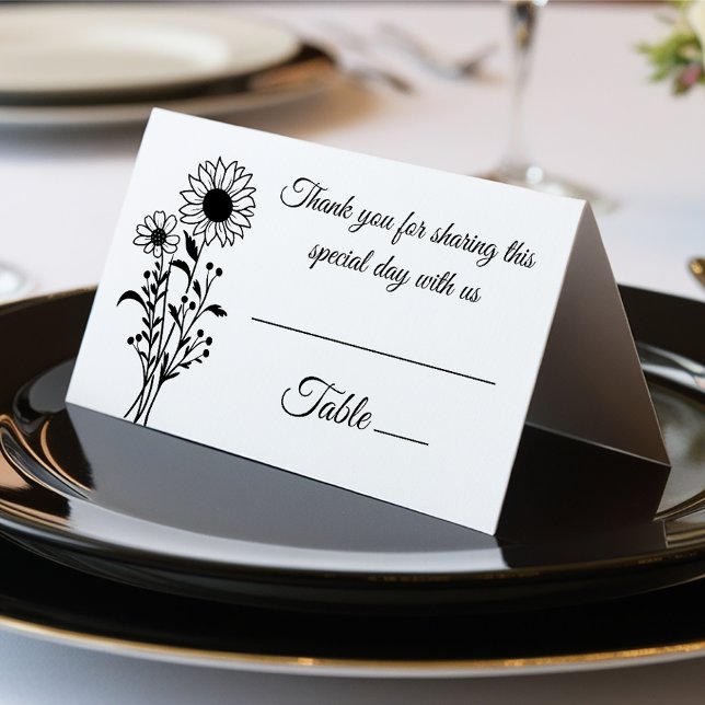 Elegant Floral Wildflowers Black White Wedding  (Creator Uploaded)
