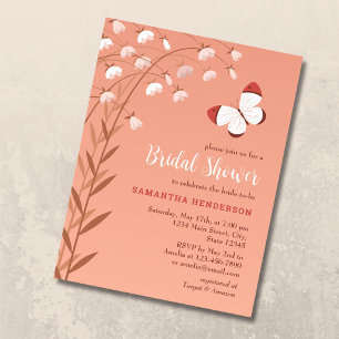 Elegant Floral Wildflowers Butterfly Bridal Shower Invitation Postcard
