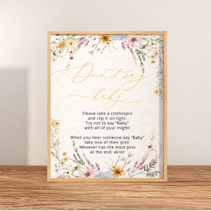 Elegant Floral Wildflowers Don't Say Baby Poster