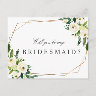 elegant floral will you be my bridesmaid card