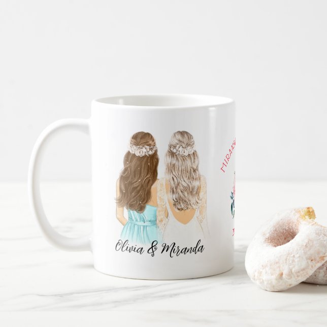 Elegant Floral Will You Be My Bridesmaid Proposal Coffee Mug (With Donut)
