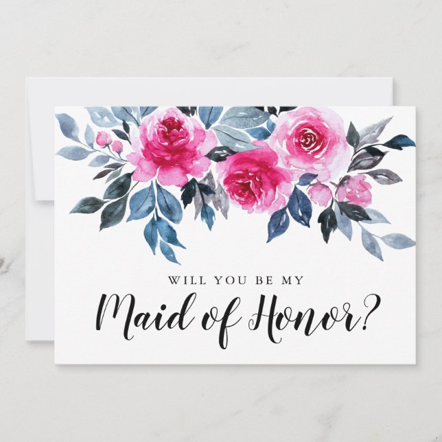 Elegant Floral Will You Be My Maid Of Honour Card (Front)