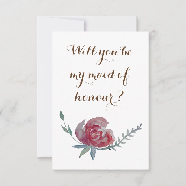Elegant , Floral Will you be my maid of honour Invitation (Front)