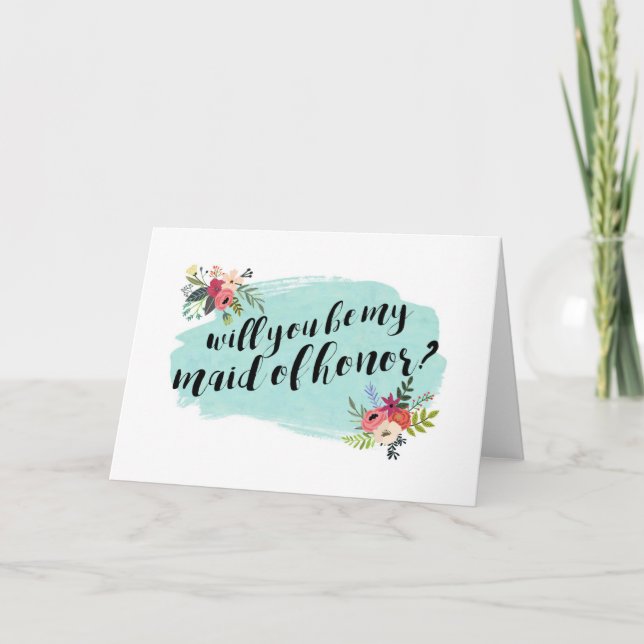 Elegant Floral Will You Be My Maid of Honour? Invitation (Front)