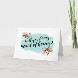 Elegant Floral Will You Be My Maid of Honour? Invitation