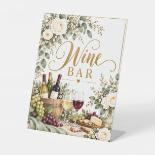 Elegant Floral Wine Bar Wedding Sign