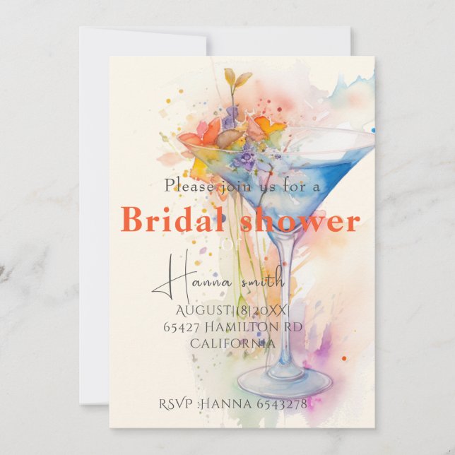 elegant floral wine glass Bridal shower  Invitation (Front)