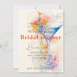elegant floral wine glass Bridal shower Invitation
