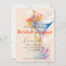 elegant floral wine glass Bridal shower