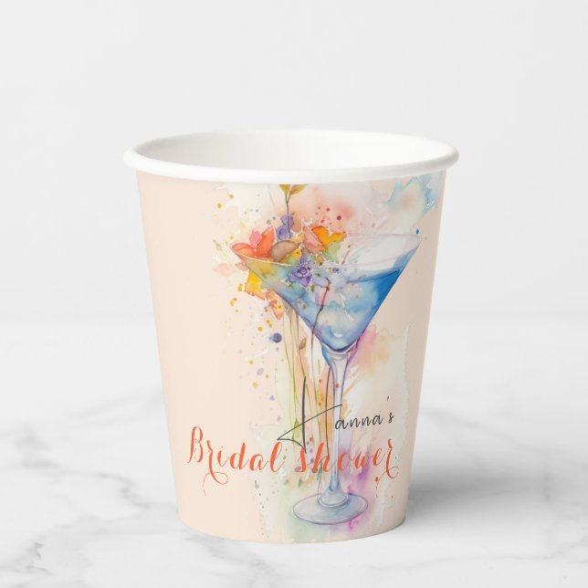 elegant floral wine glass Bridal shower  Paper Cups (Front)