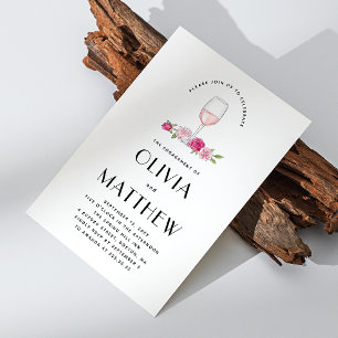 Elegant floral wine photo wedding engagement party invitation